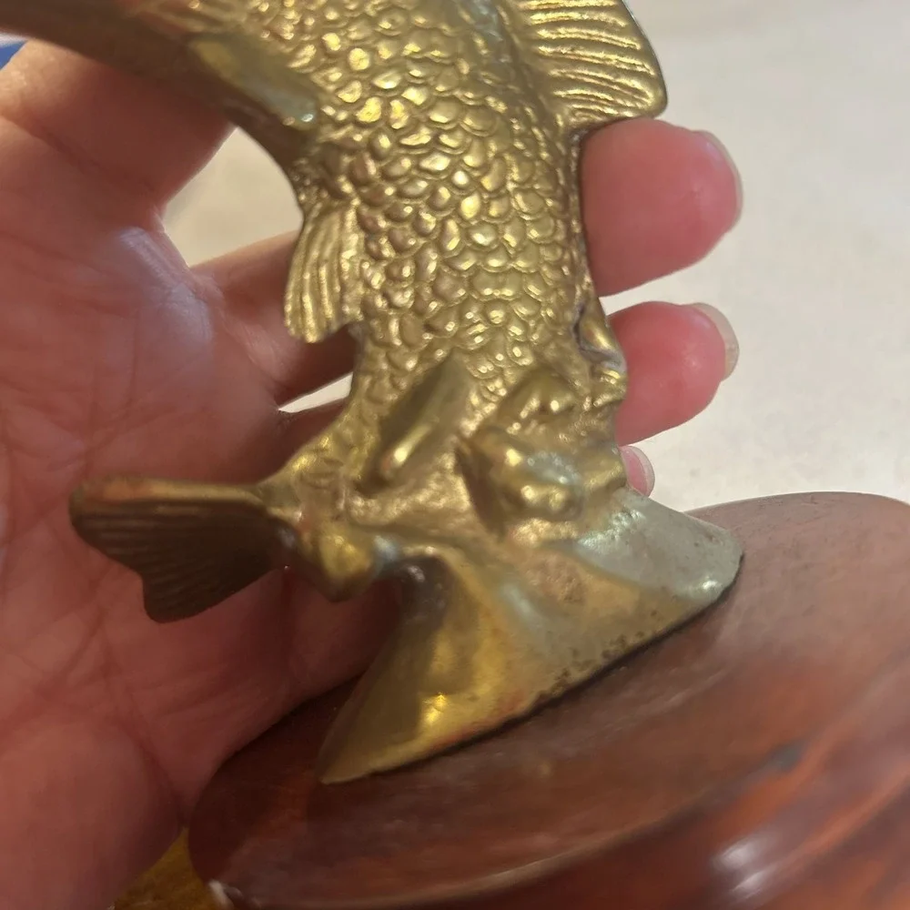 Vintage Brass Leaping Fish Statue‎ Figurine